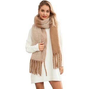 Yoawdats Women Winter Warm Scarf Elegant Contrast‎ Color Tasseled Shawl Wrap
